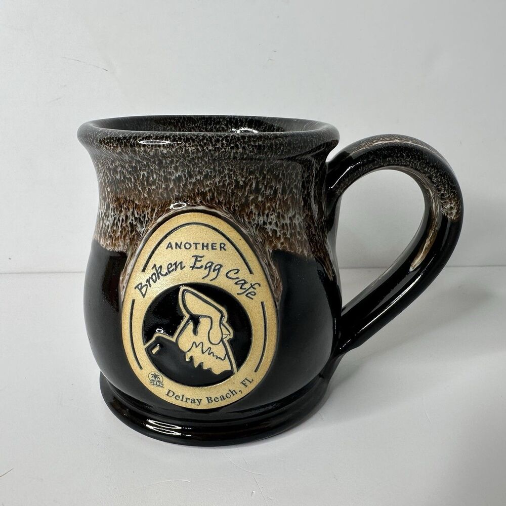 Deneen Pottery 2015 Another Broken Egg Cafe Mug Delray Beach FL Drip Glaze